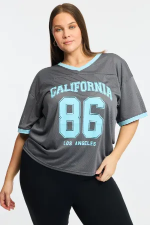 Grey Graphic T-shirt Short Sleeve V-neck Fun and Comfortable