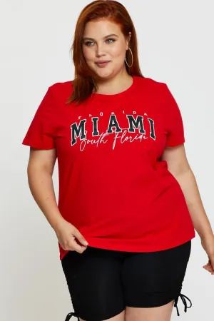Red Graphic T-shirt Short Sleeve Cotton cyber monday Smooth Finish