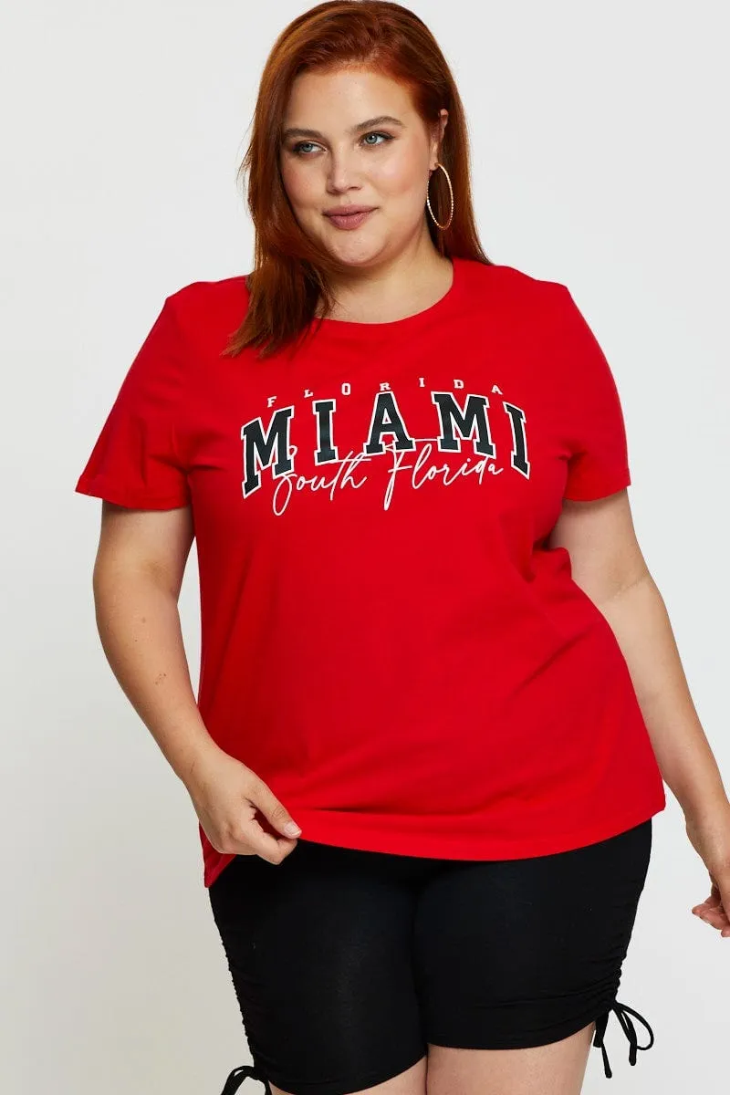 Red Graphic T-shirt Short Sleeve Cotton cyber monday Smooth Finish