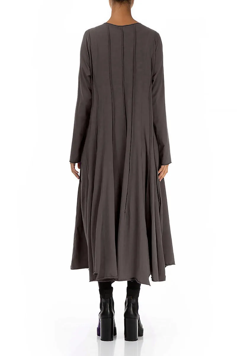 Flared Maxi Forest Brown Cotton Dress Active Apparel