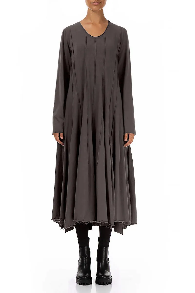 MoistureControlClothing Soft Jersey Flared Maxi Forest Brown Cotton Dress