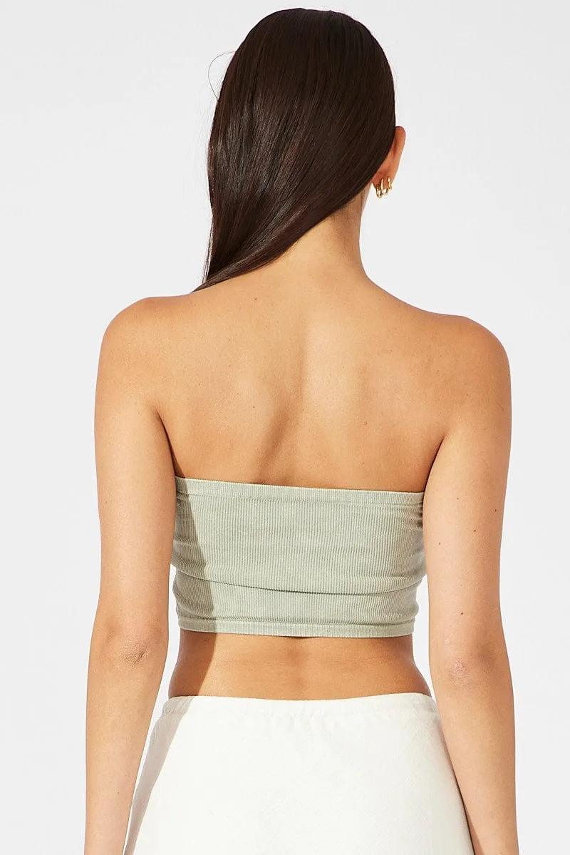 Green Bandeau Top Seamless Tech Edge