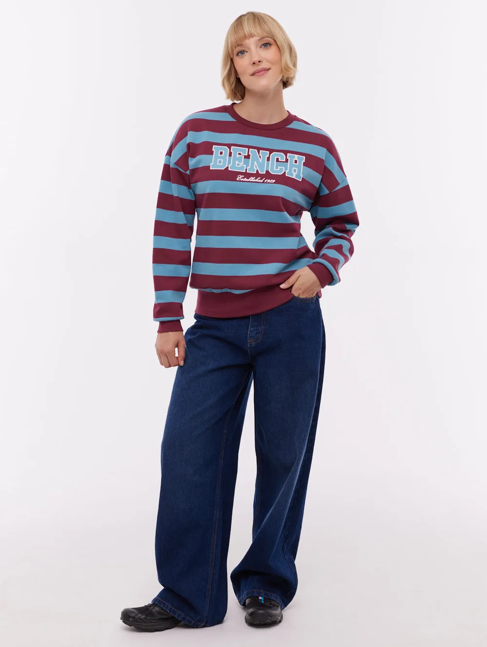 Jaye Collegiate Striped Crew Neck - Red Fairy Touch