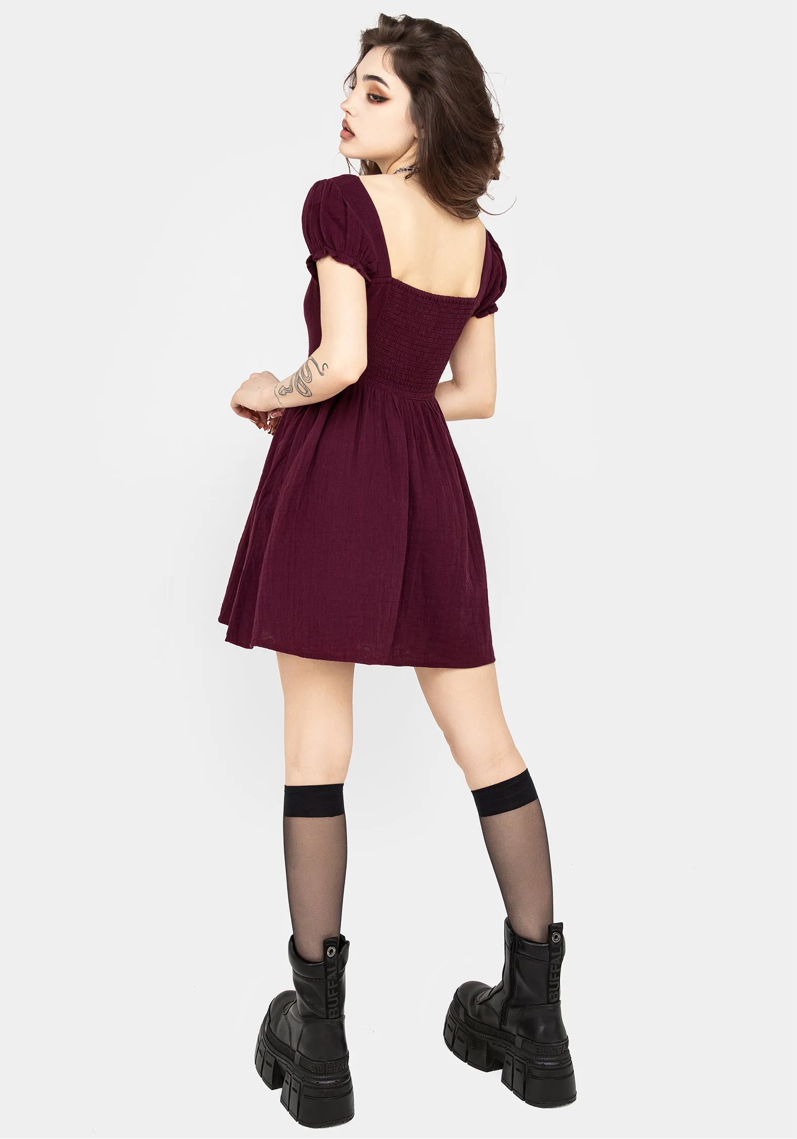 Frances Embroidered Cotton Mini Dress Reinforced Hemline Fashion Glow