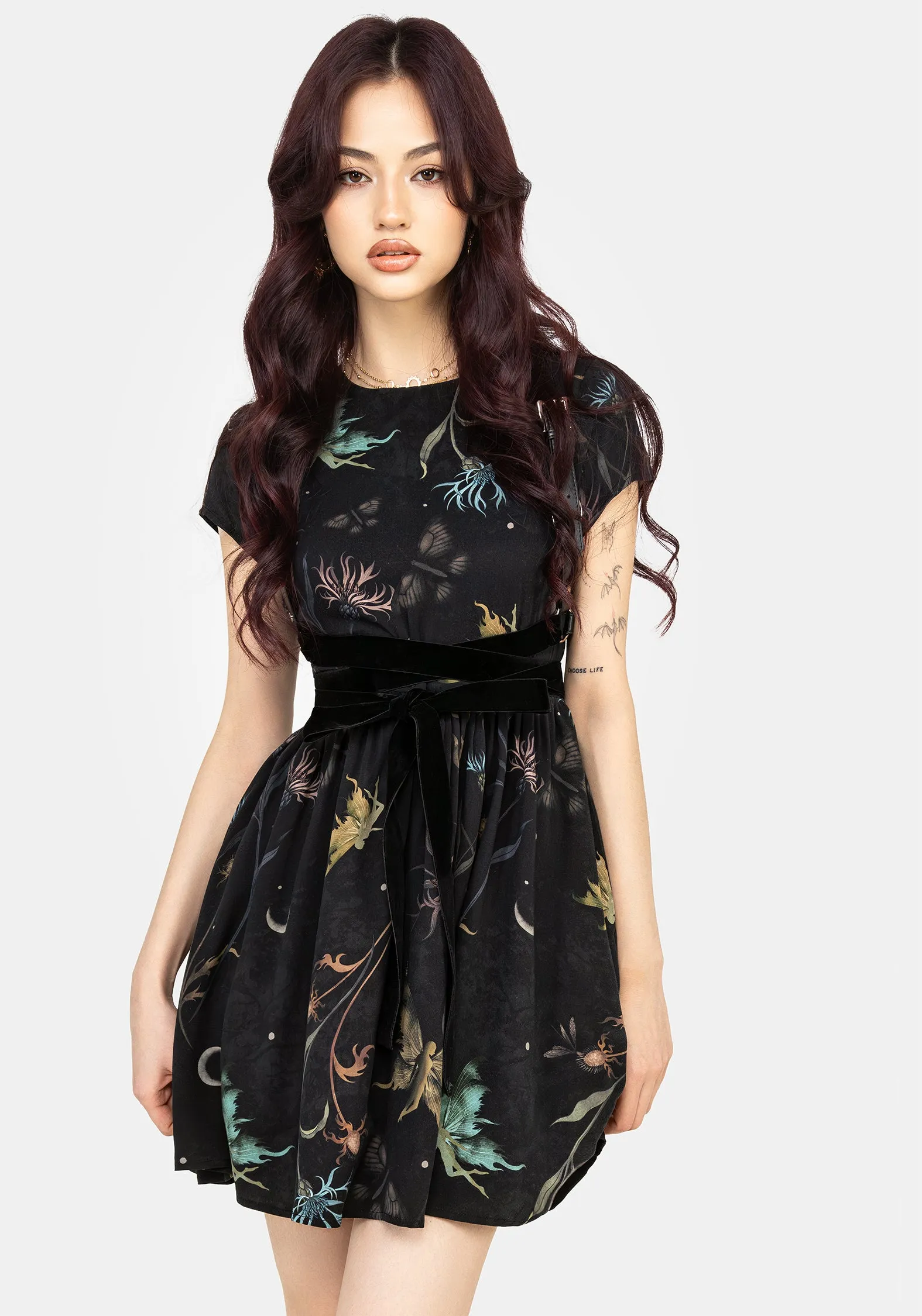 Lightweight Weave Youthful Fashion Rosanella Floral Print Mini Smock Dress