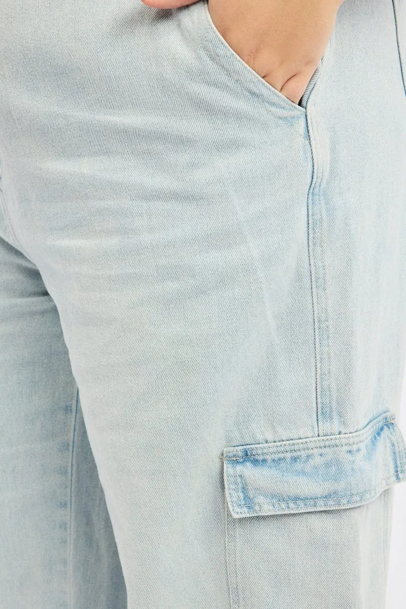 Denim Cargo Jeans Mid Rise Balanced Look