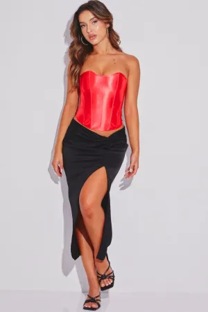 Black Twist Midi Skirt Sleek Appeal