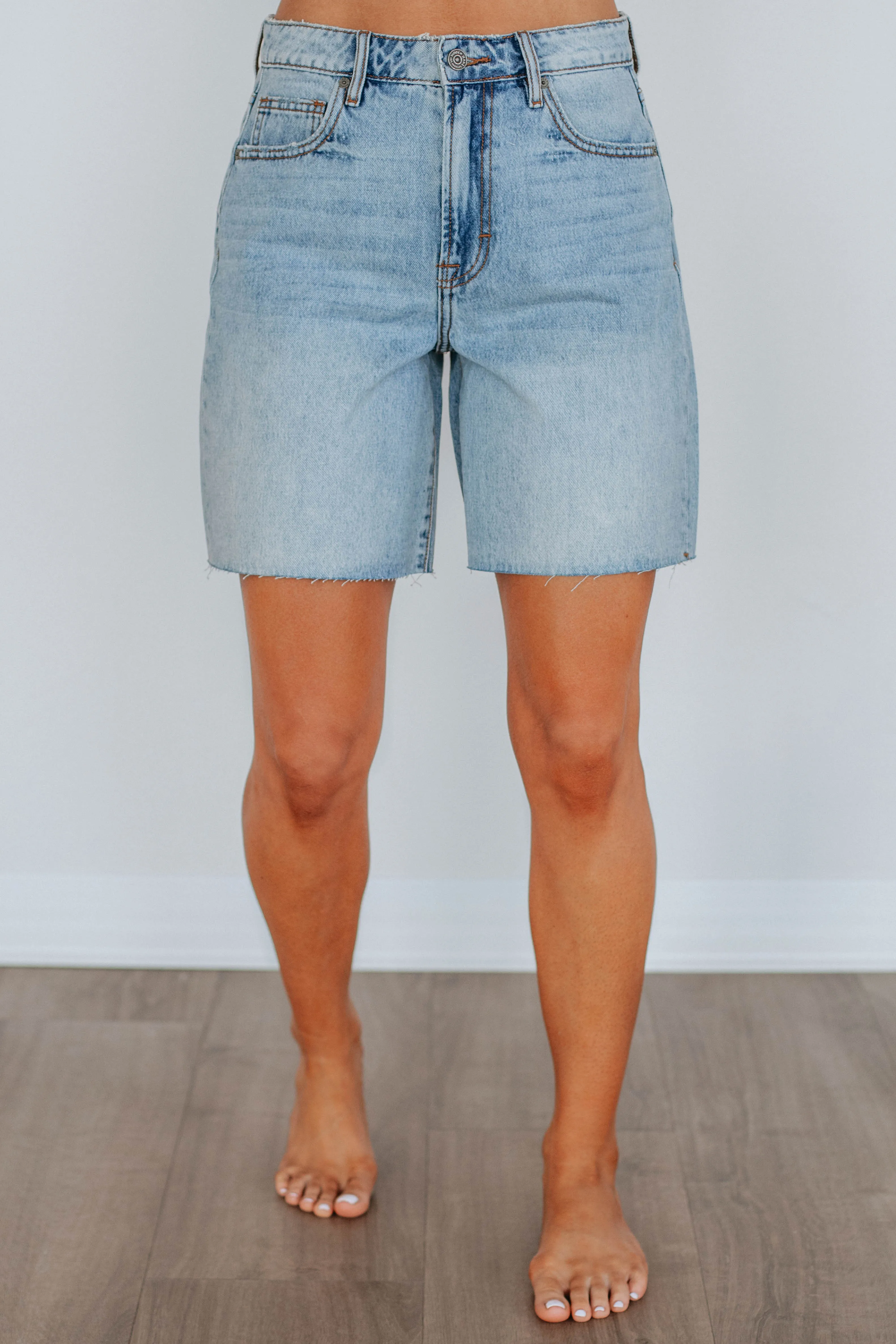 Cotton Blend Playful Style Marlin Hidden Shorts - Light Wash
