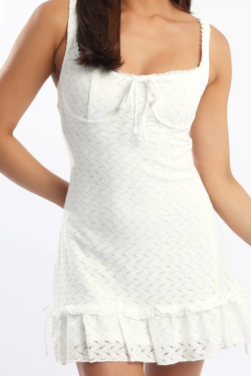 Look Loud White Mini Dress Lace