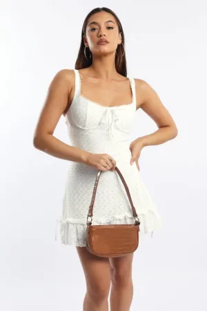 Street Style Look Loud White Mini Dress Lace