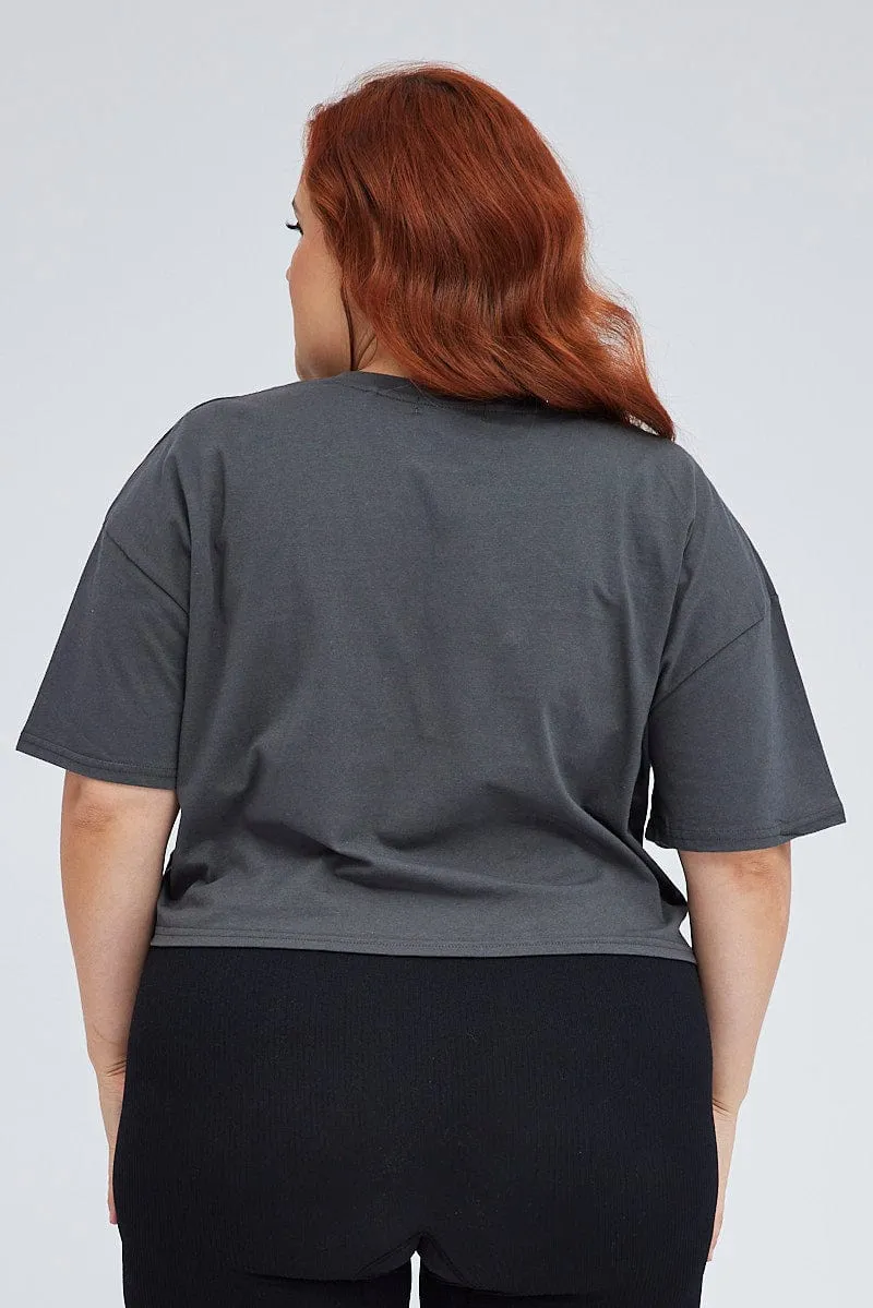 Trendy Look Black Graphic Crop T-shirt