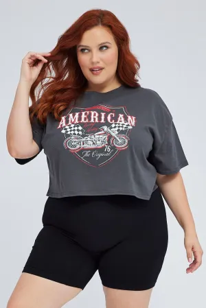 Black Graphic Crop T-shirt Outdoor Essentials Adult Wear