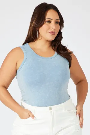 Blue Tank Top Seamless Washed Comfortable Layer breathable materials