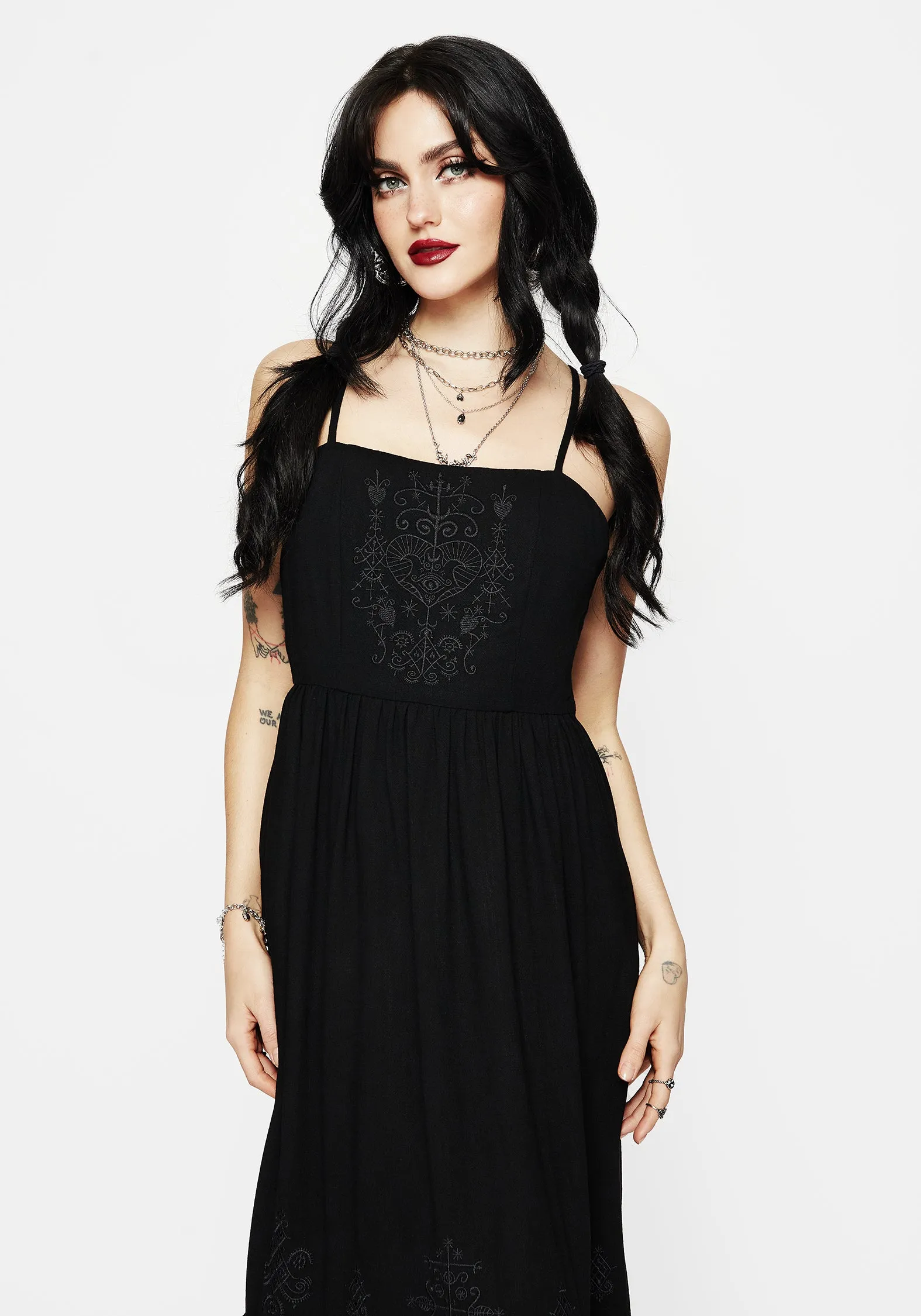 City Mood Cordata Embroidered Cami Midi Smock Dress