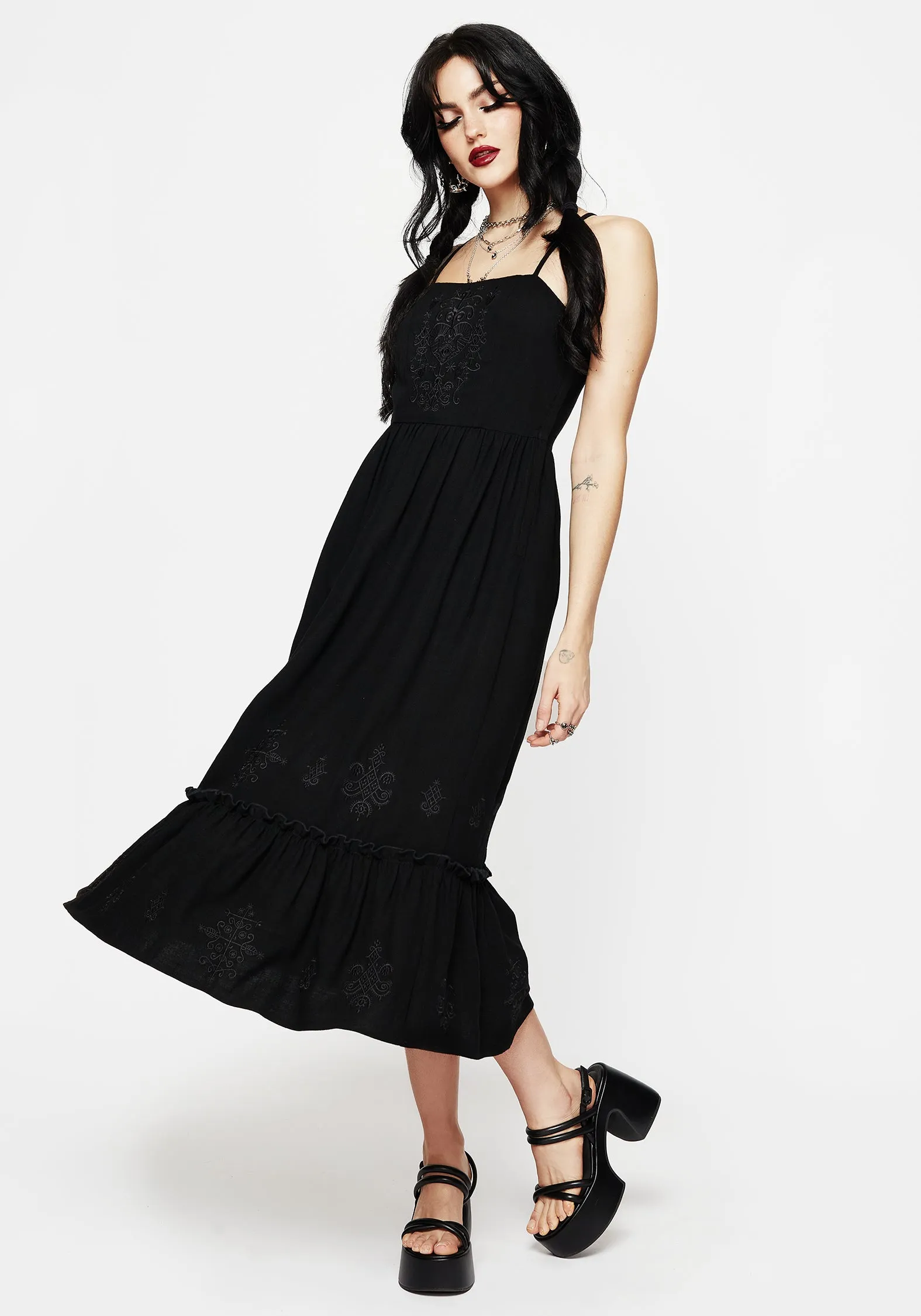 Shadow Play Cordata Embroidered Cami Midi Smock Dress
