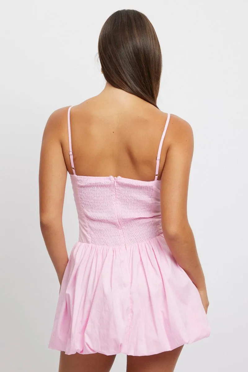 Style Fresh Self Spice Pink Bubble Dress Mini