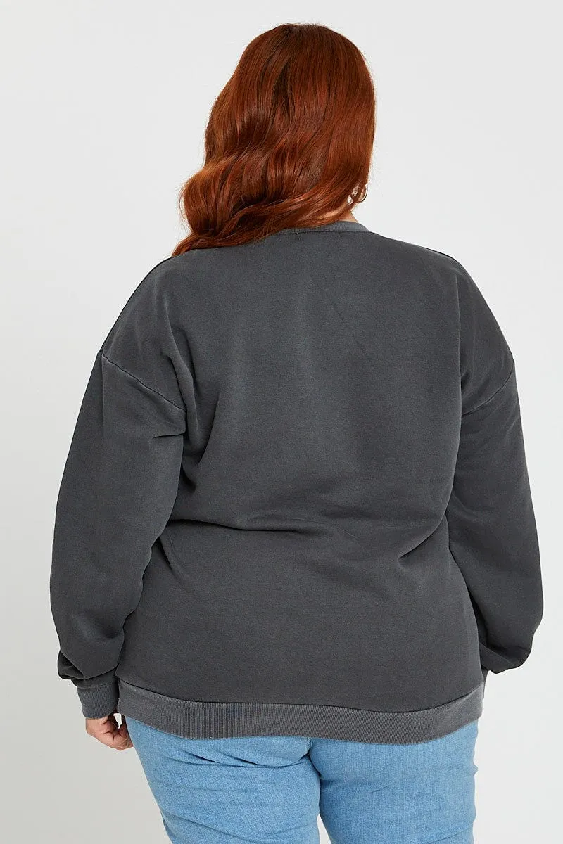 Grey Sleeve Sweatshirt California Crew Neck Long Chilly Day Outfit Cozy Outfit