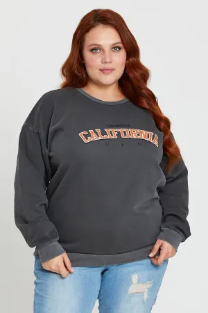 Grey Sleeve Sweatshirt California Crew Neck Long Classic Active Cozy pieces