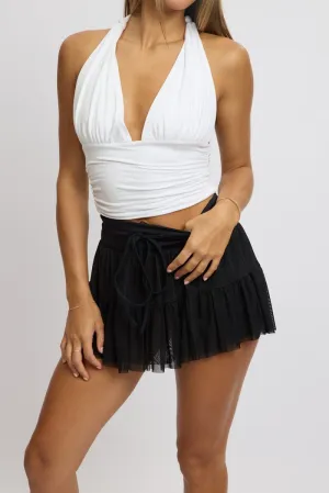 Easy Vibe Double Layer Black Flare Skort Skirt High Rise Mini Mesh Tiered