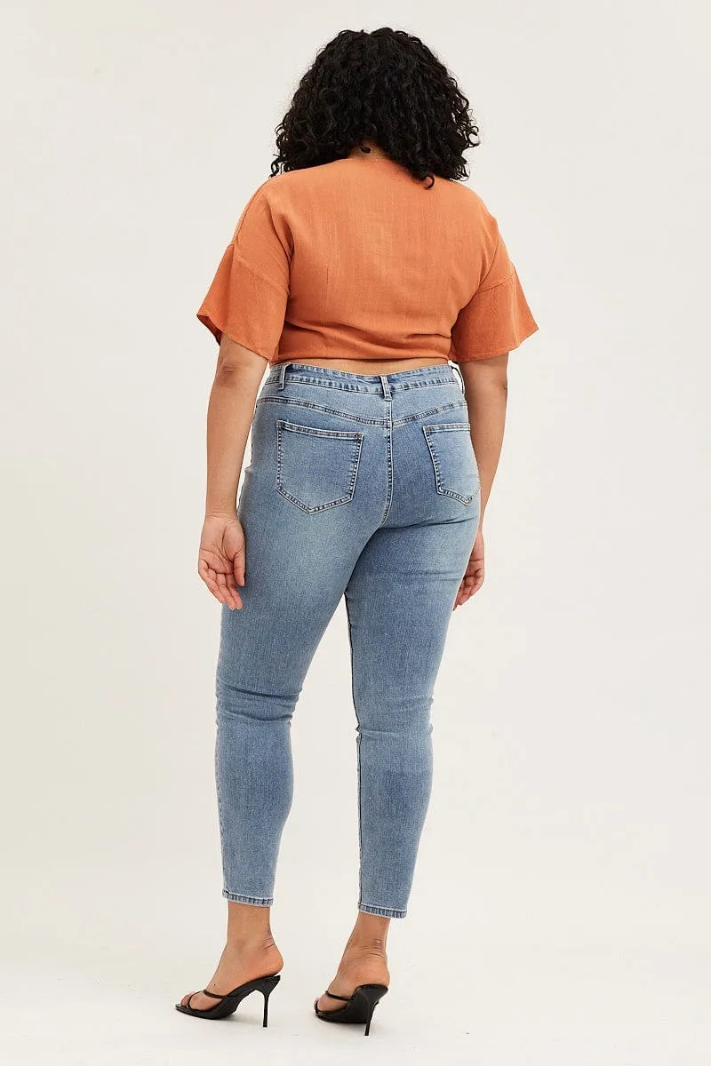 Daily Go Steel Blue High Rise Acid Wash Skinny Denim Jeans