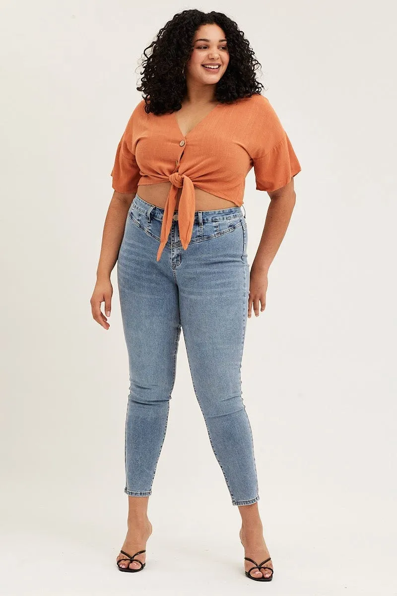 Festival Outfit Everyday Steel Blue High Rise Acid Wash Skinny Denim Jeans
