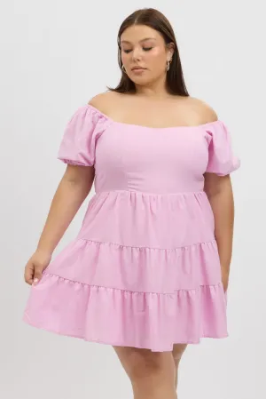 Pink Puff Sleeve Sweetheart Neck Mini Dress Flattering Silhouette Y2K Feel