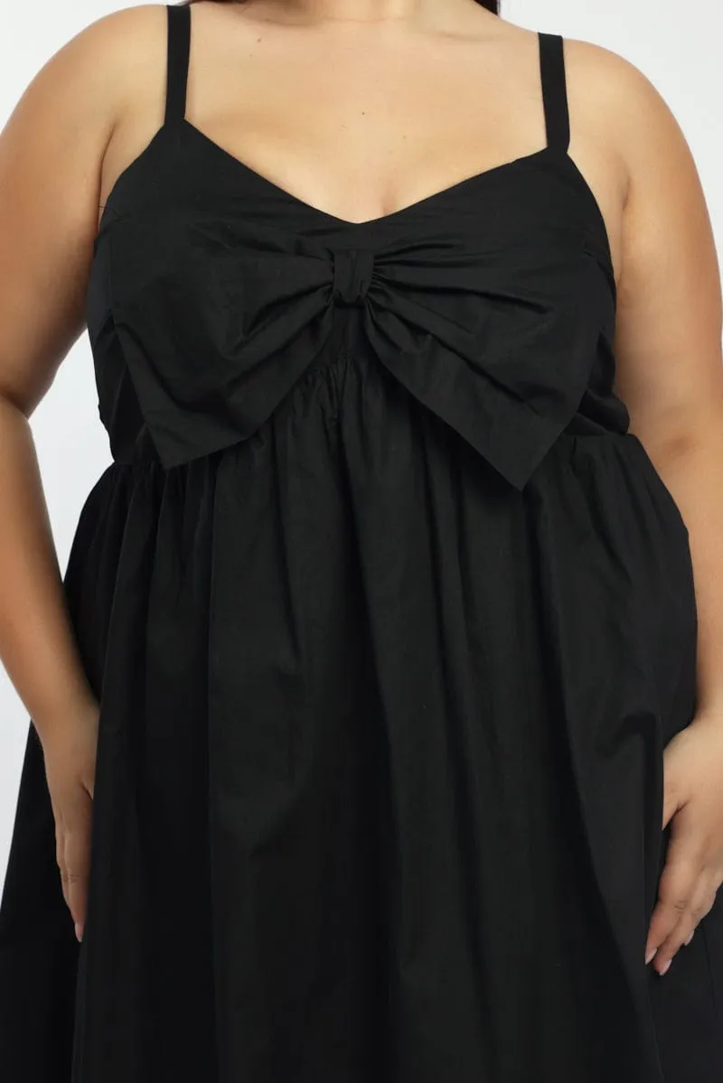 Cozy Wear Black Bow Front Mini Dress