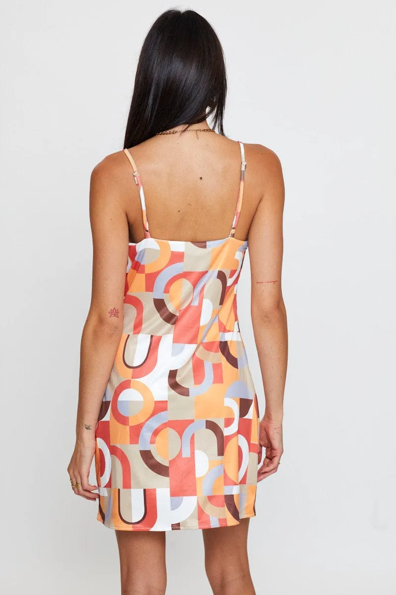 Print Mini Dress Satin Casual yet chic piece Scalloped Edge Detailing