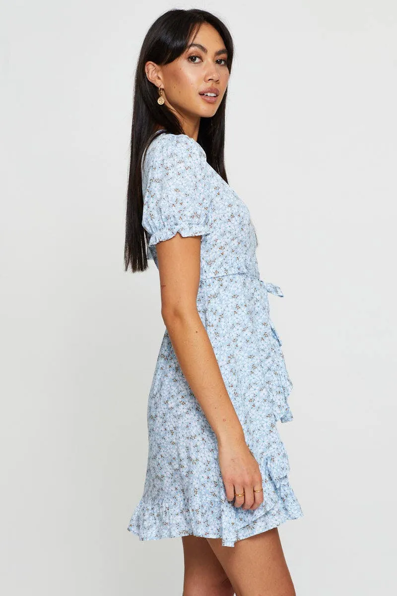 Birthday Bash Boho Wear Print Mini Dress Short Sleeve Fit And Flare