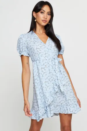 Simple Wear Print Mini Dress Short Sleeve Fit And Flare
