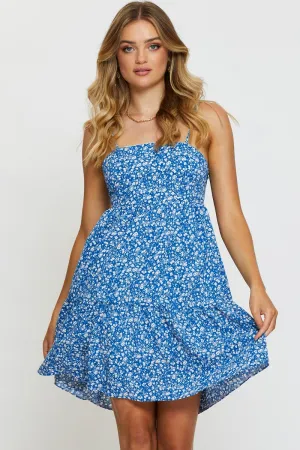 Dress for casual outings Flirty Vibe Print Mini Dress Sleeveless Square Neck