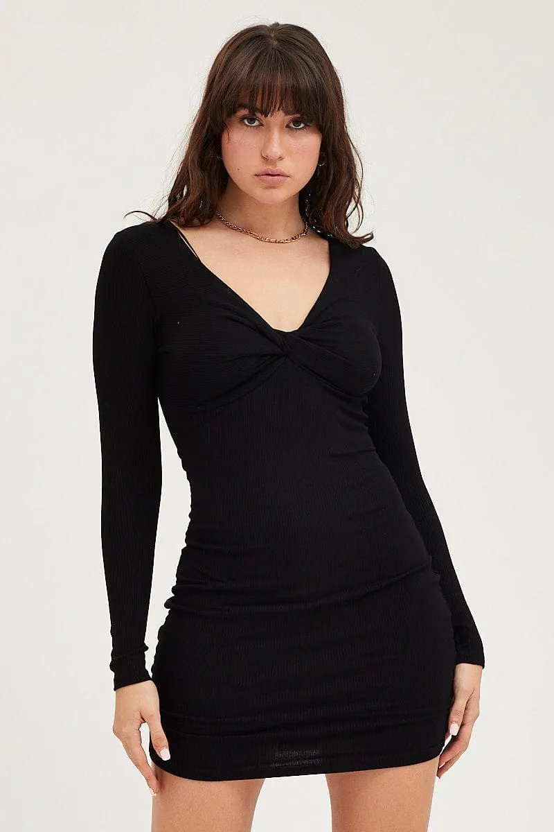 SustainableCertified Black Bodycon Dress Evening Mini