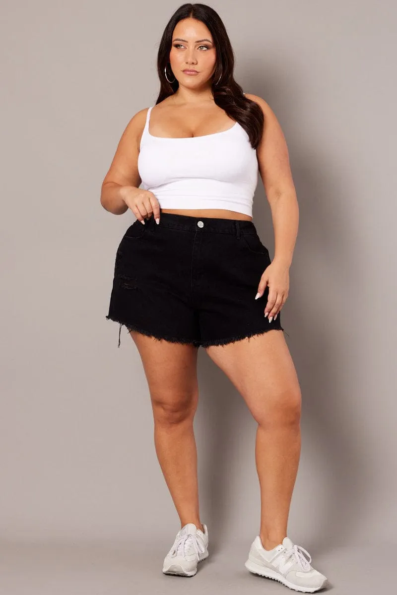 Black Relaxed Shorts High Rise Wonder Fit Casual Wear