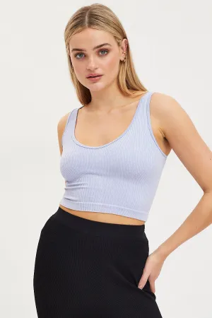 Purple Tank Crop Top Seamless Warm Socks