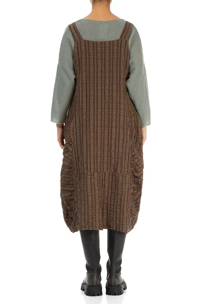 Aged Copper Checkered Linen Cotton Pinafore Dress Prince Core Comfortable Sweater