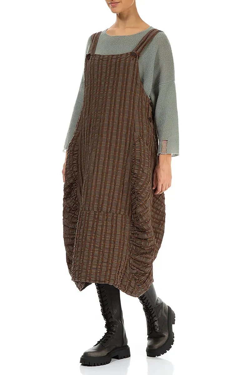 Aged Copper Checkered Linen Cotton Pinafore Dress OdorControl Treatment StaticFreeLining