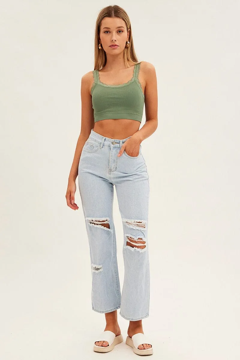 Elegant Layer Green Bralette Top Seamless