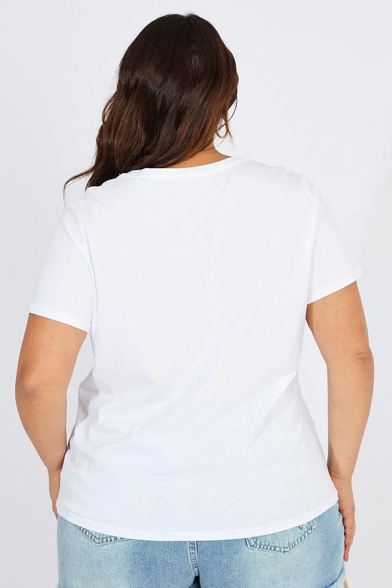 Luxurious City Outfit White Graphic T-shirt Short Sleeve Crew Neck