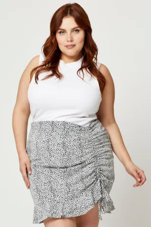 Stylish Choice Elevated Casual Geo Print Plus Side Tie Ruched Skirt