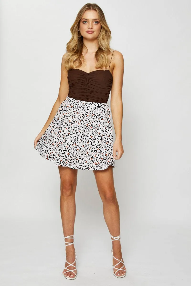 Print Flare Skirt Mini High Rise Fresh Mood Simple Comfort