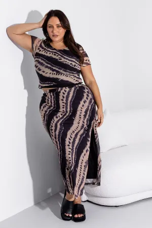 Black Abstract Mesh Long Split Skirt Sporty Casual Classic Appeal