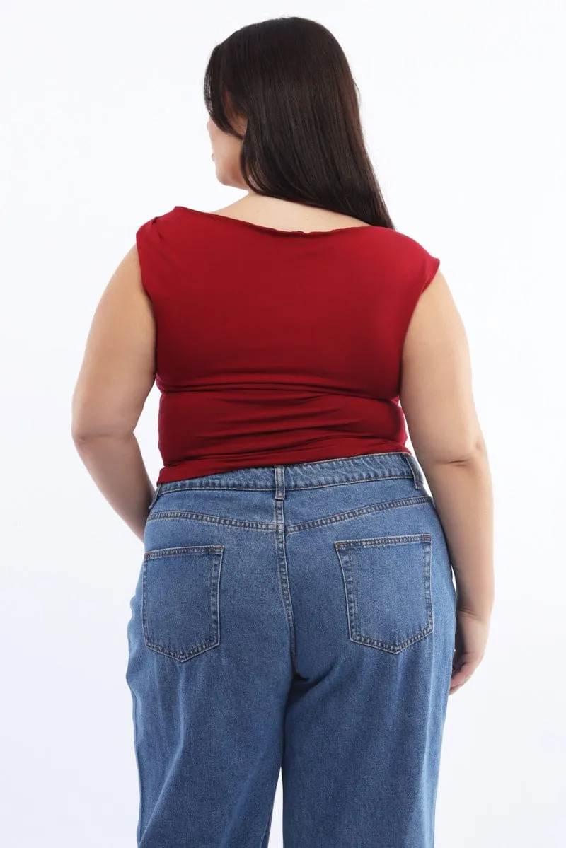 DurableStitching Red Tank Asymmetrical Hem
