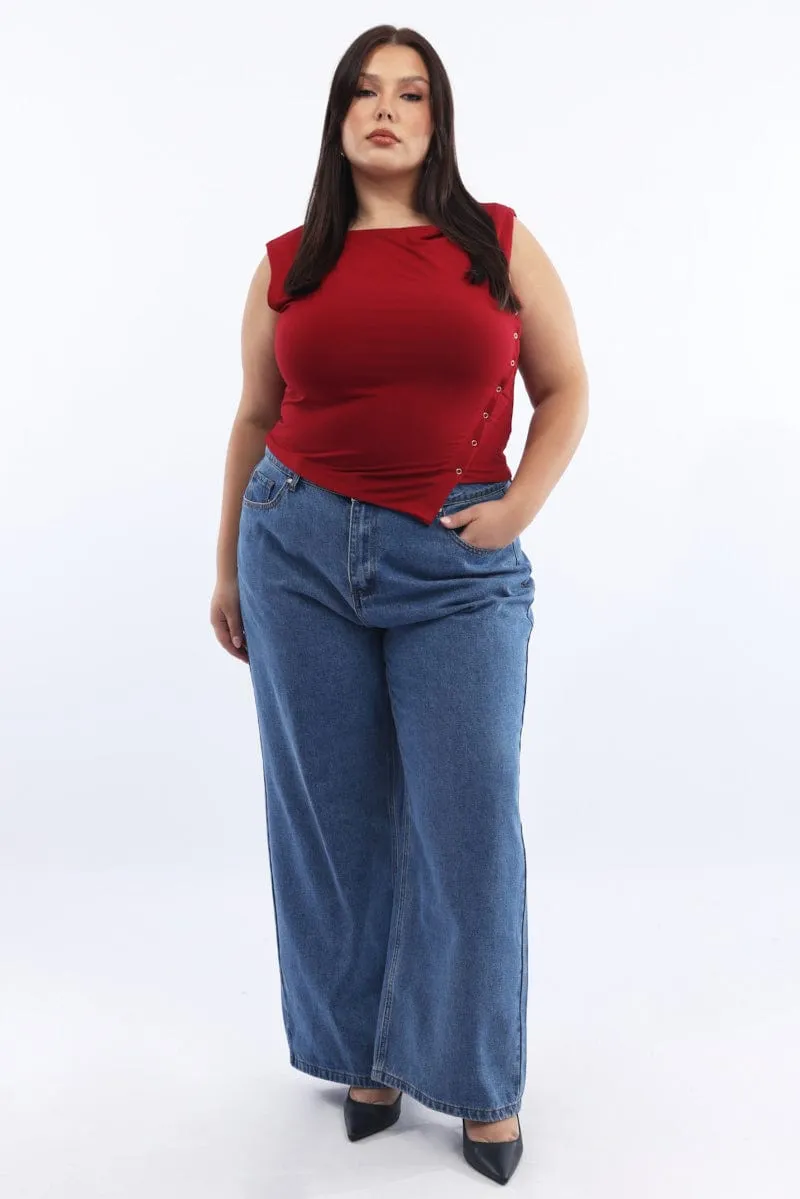 Red Tank Asymmetrical Hem UVProtection