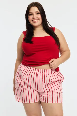Urban Pulse Chic Fit Pink Stripe Elastic Waist Shorts