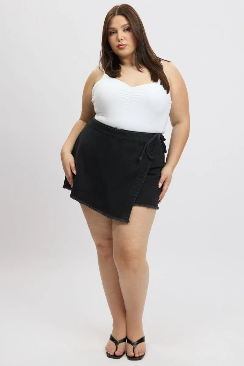 White Bodysuit Singlet Front Ruched Supersoft CompactWeave Shine Mood