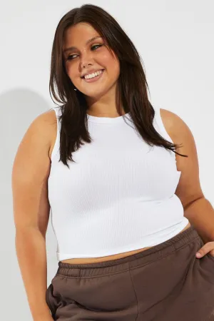 Regal Glow White Tank Top Crew Neck Seamless