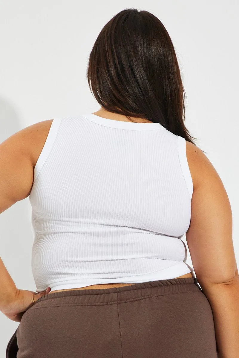 clean look White Tank Top Crew Neck Seamless