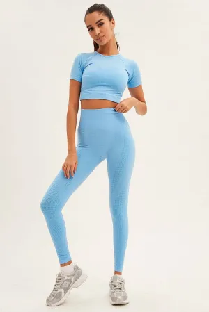 Star Mood Blue Seamless Activewear Singlet Basic Top