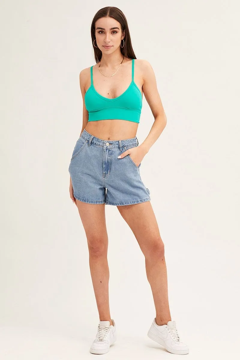 AntiSnagFabric Lounge Wear Green Crop Top Seamless