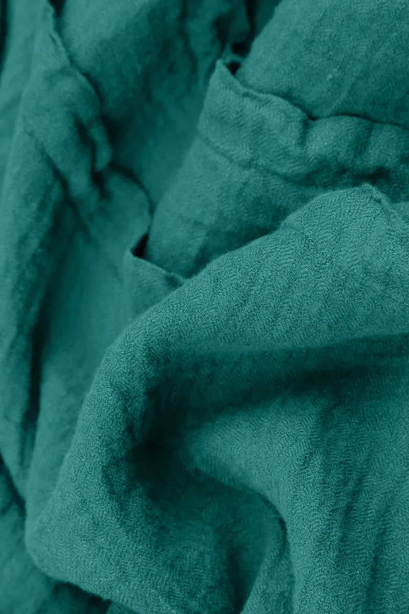 Fast Fit Flared Turquoise Linen Dress